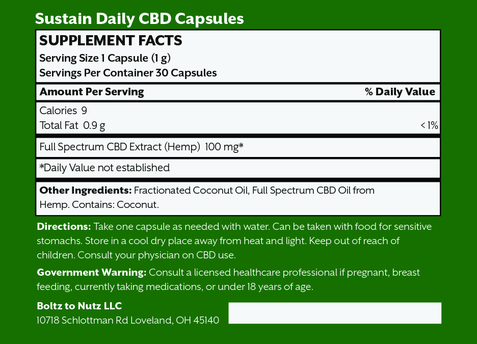 Sustain Daily CBD Capsules