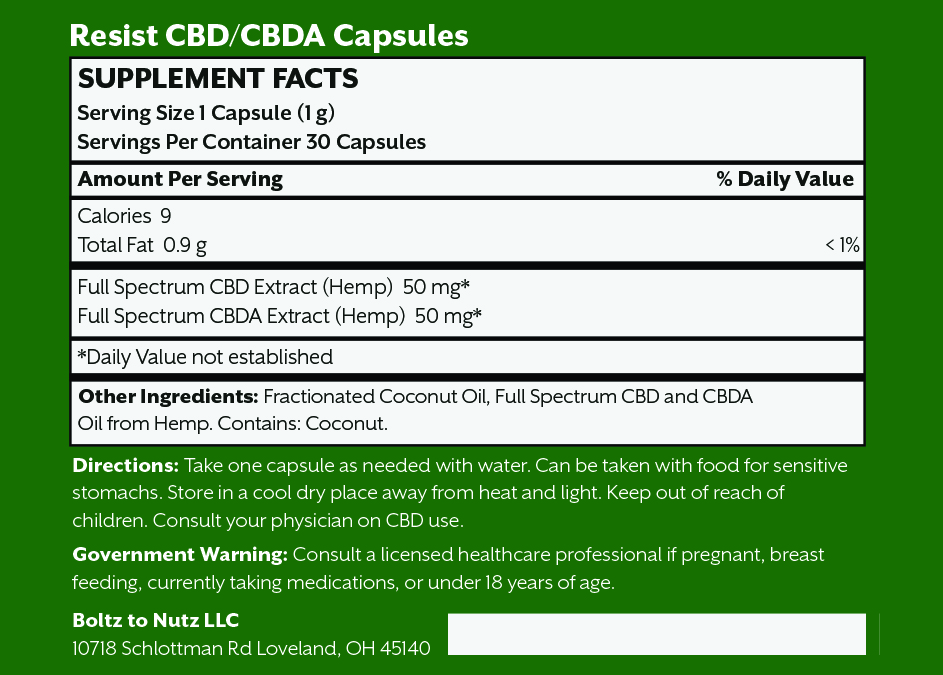 Resist CBDA / CBD Capsules