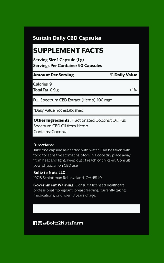 Sustain Daily CBD Capsules